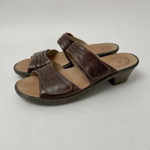 Josef Seibel Airped Plus Brown Leather Slide Sandals Mules, Size 40 (9-9.5)